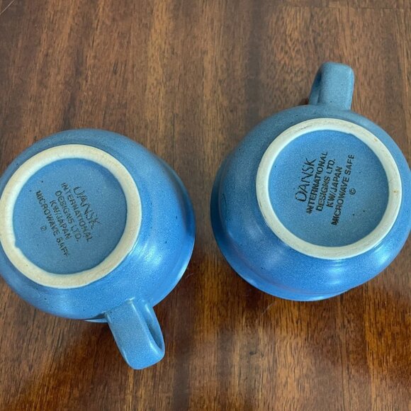 Set of 2 Dansk Blue Speckle Coffee Cups 2.5" Tall 3.75" Wide - Picture 3 of 5